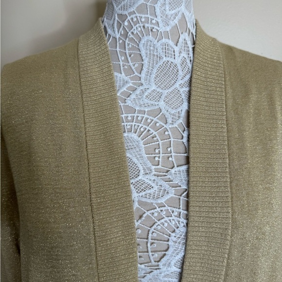 Michael Kors Metallic Gold Long Line Open Front Cardigan size X-Large - Picture 6 of 9